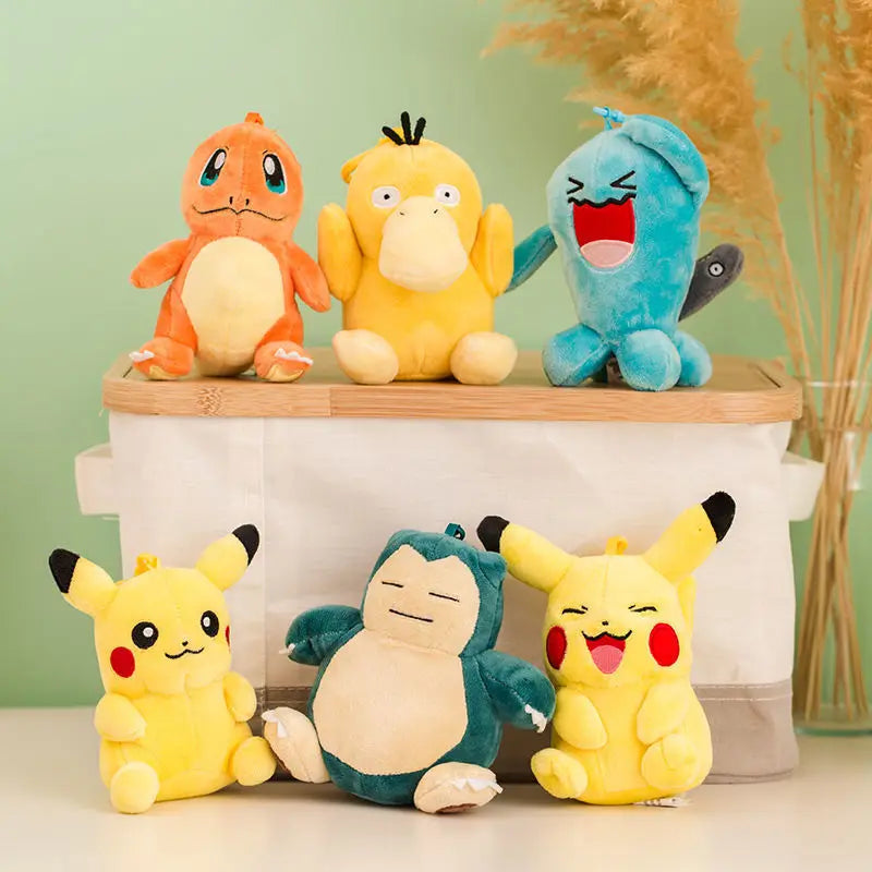 Clearance_Original Pokemon Plush Keychain Cartoon Toys Pikachu Charmander Psyduck Squirtle Snorlax Wobbuffet Doll Kids Kawai Toy ALPENZO