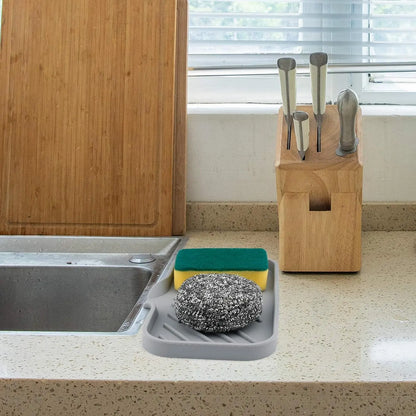 Silicone Kitchen Sink Tray Soap Tray Soap Dish Holder Sponge Holder with Built-in Drain Lip Countertop Sink Kitchen Organizer - ALPENZO