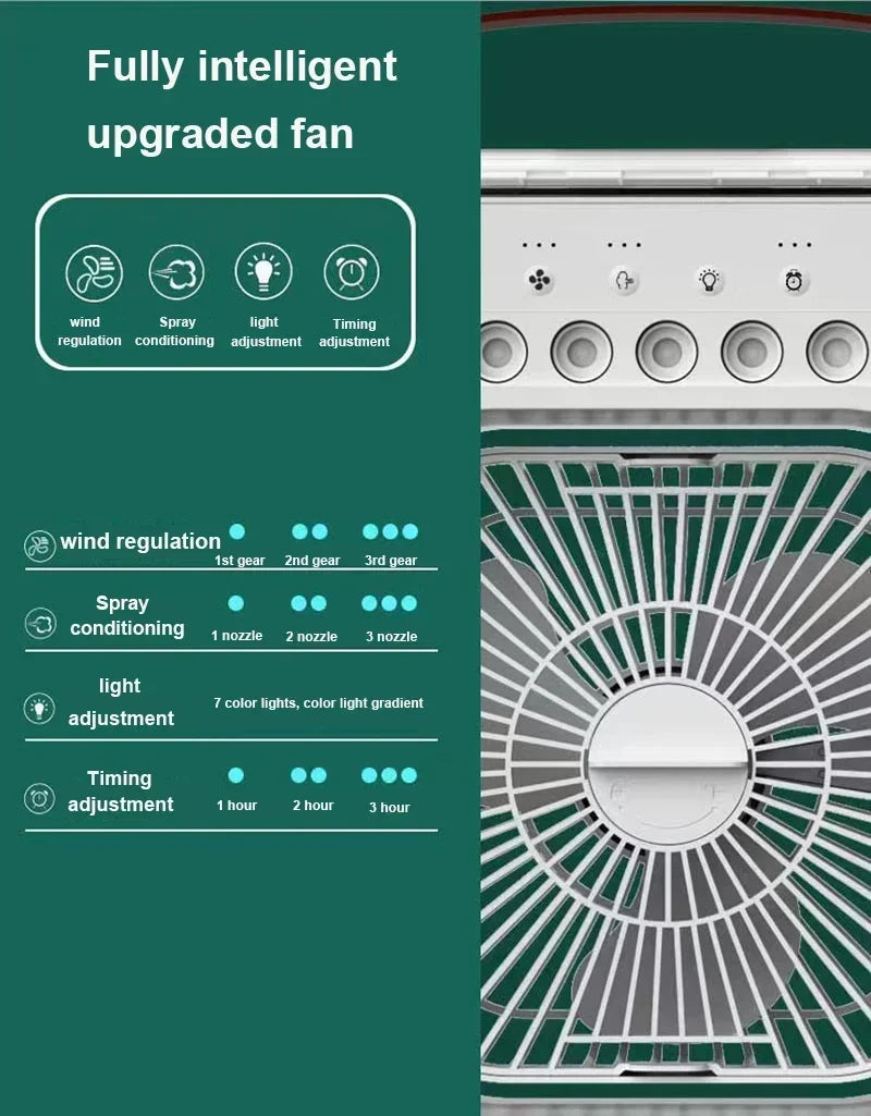 3 In 1 Fan AIr Conditioner Household Small Air Cooler LED Night Light Portable Air Adjustment Fan Office Home Fan New ALPENZO
