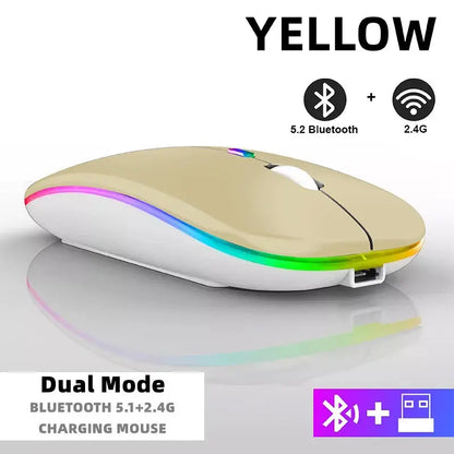 Tablet Phone Computer Bluetooth Wireless Mouse Rechargeable RGB Backlight Mice for iPad PC Laptop Tablet Phone 2.4GHz USB Mouse - ALPENZO