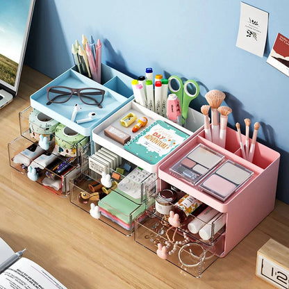 Small Desk Organizer With Drawer, Office Desktop Storage Box, Makeup Organizer, Business Card/Pen/Pencil/Mobile Phone/Stationery ALPENZO