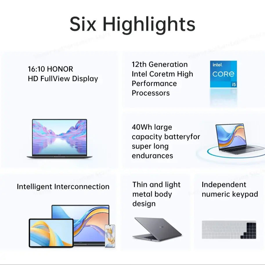 Honor Laptop MagicBook X16 ,16 "Intel Core i5-12450H 16GB 512GB SSD IPS Win 11 - ALPENZO