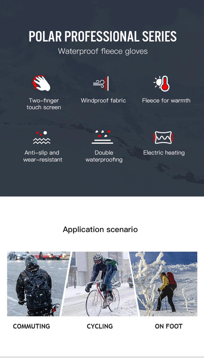 Electric Heated Gloves Motorcycle Winter Moto Heated Gloves Warm Waterproof Rechargeable Heating Thermal Gloves For Snowmobile ALPENZO