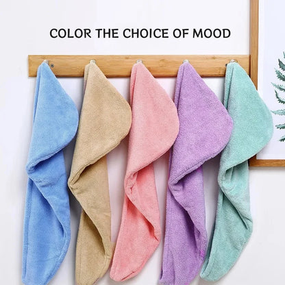 Microfiber Hair Towel Wrap for Women, Shower Spa Head Wrap Hair Drying Hat Turban Microfiber Terry Dry Absorbent Quick Dry Hair - ALPENZO