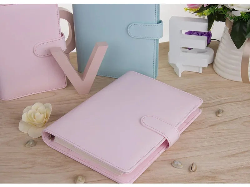 Macaroon Color A6/A5 PU Leather DIY Binder Notebook Cover Diary Agenda Planner Paper Cover School Stationery ALPENZO