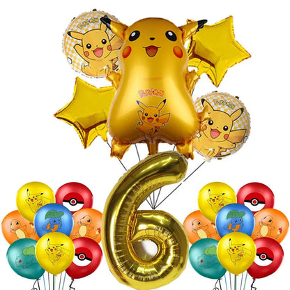 Cartoon Pikachu Theme Birthday Party Disposable Tableware Set Balloons Decorations Photo Props Background Pokemon Party Supplies ALPENZO