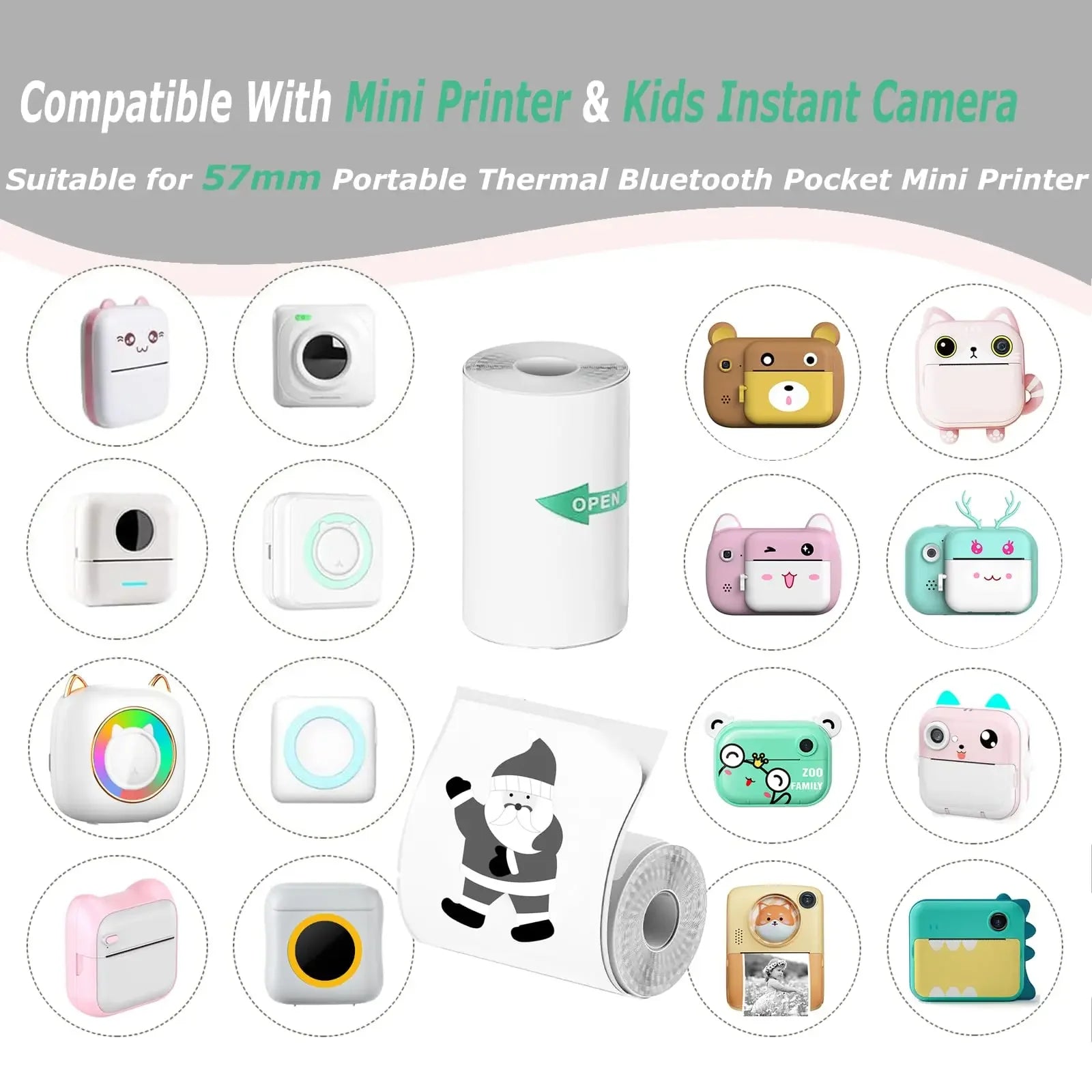 Thermal Printer Paper Rolls for Mini 10 Rolls 2.2in x 19ft  Pocket Printer White Colors Sticky Receipt Paper Rolls POS Papers ALPENZO
