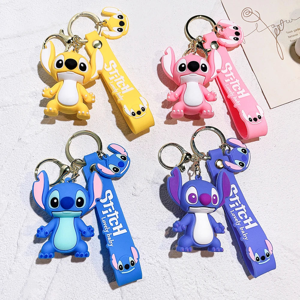 Lilo & Stitch Toys Keychian Anime Stitch Pendant Keychain Sweet Pink Angel Keychians Women Car Keyring Girl Birthday Gift ALPENZO