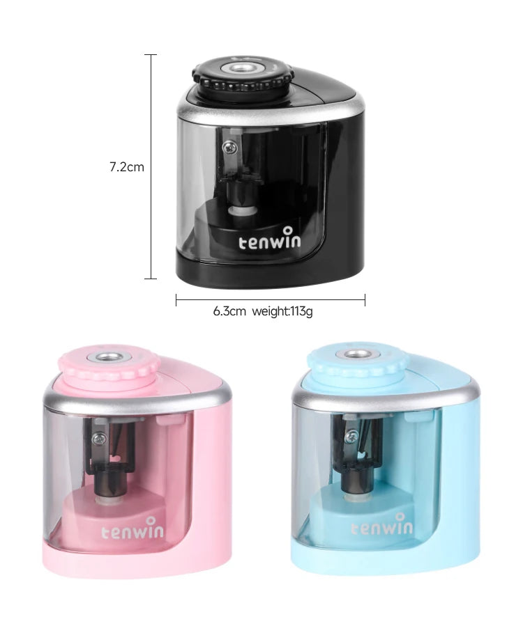 Tenwin Electric/Manual 2 in 1 Pencil Portable Sharpener Safe Student Helical Steel Blade Kids Adults Auto Pencil Sharpener 8005 ALPENZO