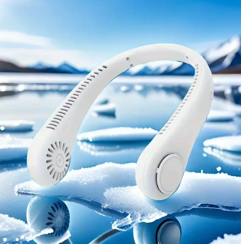 New Mini Neck Fan Portable Bladeless Hanging Neck 1200mAh Rechargeable Air Cooler 3 Speed Mini Summer Sports Fans ALPENZO