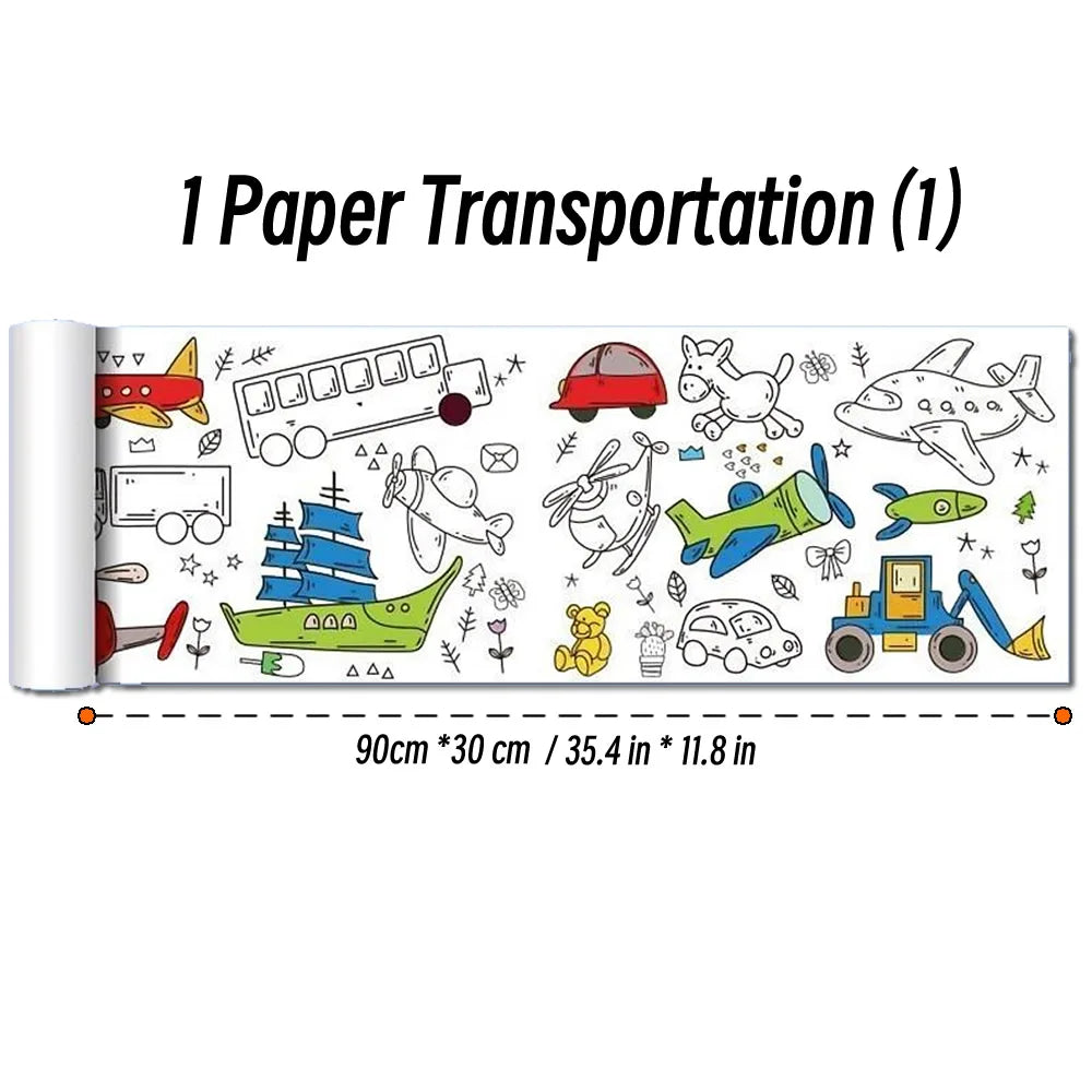0.9/3M Space Food Animal Canvas Children's Drawing Roll DIY Coloring Paper Roll Color Filling Graffiti Paper-cut Painting School ALPENZO