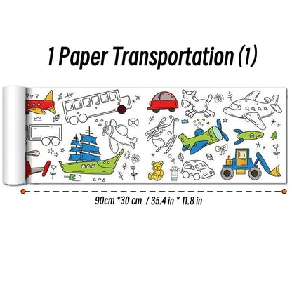 0.9/3M Space Food Animal Canvas Children's Drawing Roll DIY Coloring Paper Roll Color Filling Graffiti Paper-cut Painting School ALPENZO