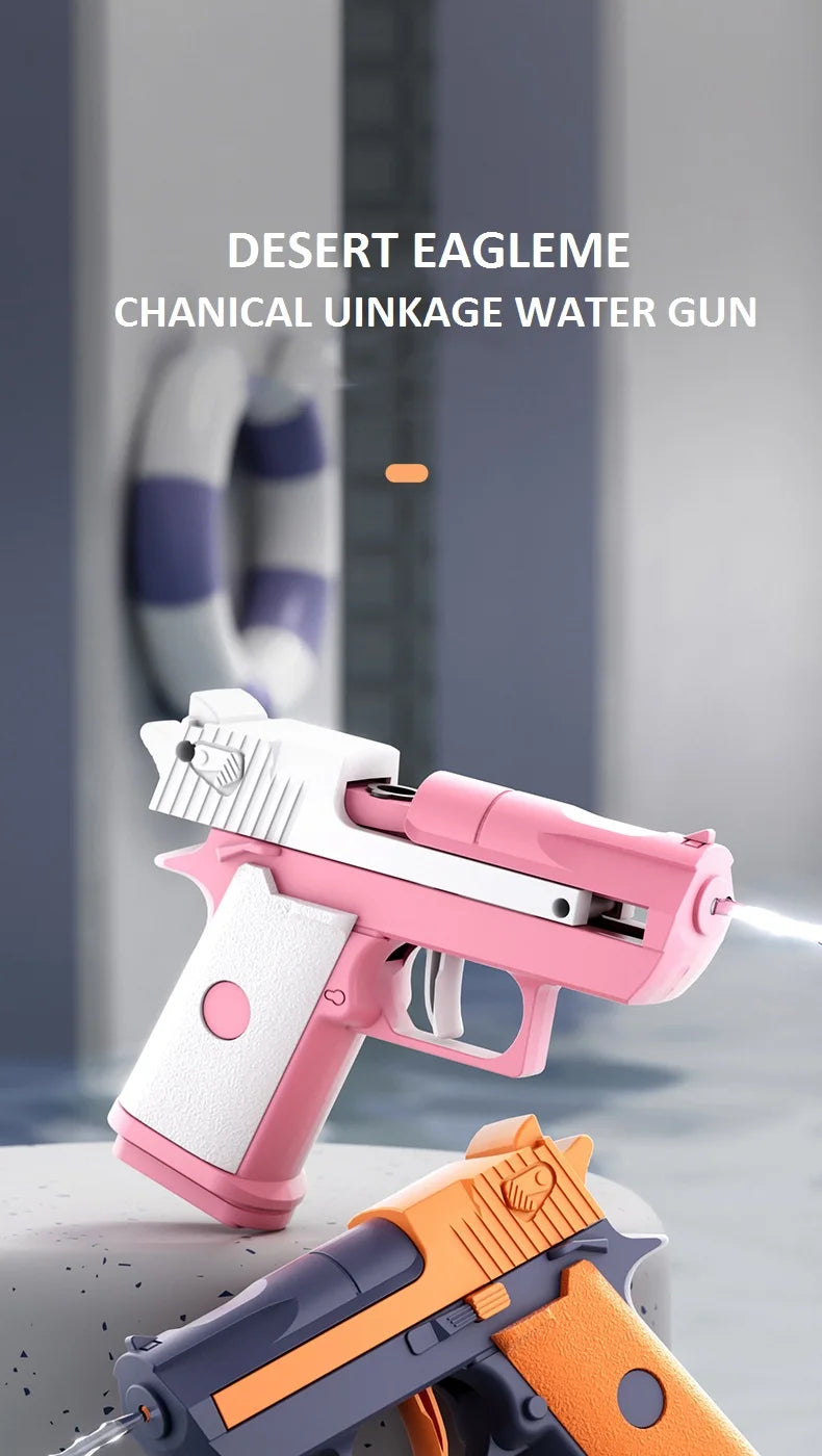 Hot Mini Desert Eagle Mechanical Continuous Firing Water Gun Shooting Game Summer Outdoor Beach Toy Gun for Children Boys Gifts ALPENZO