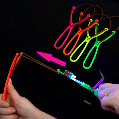 Amazing Light Toy Arrow LED Light Toys Outdoor Party Fun Gift Rubber Band Catapult Glow In The Dark Rocket Helicopter Flying Toy ALPENZO
