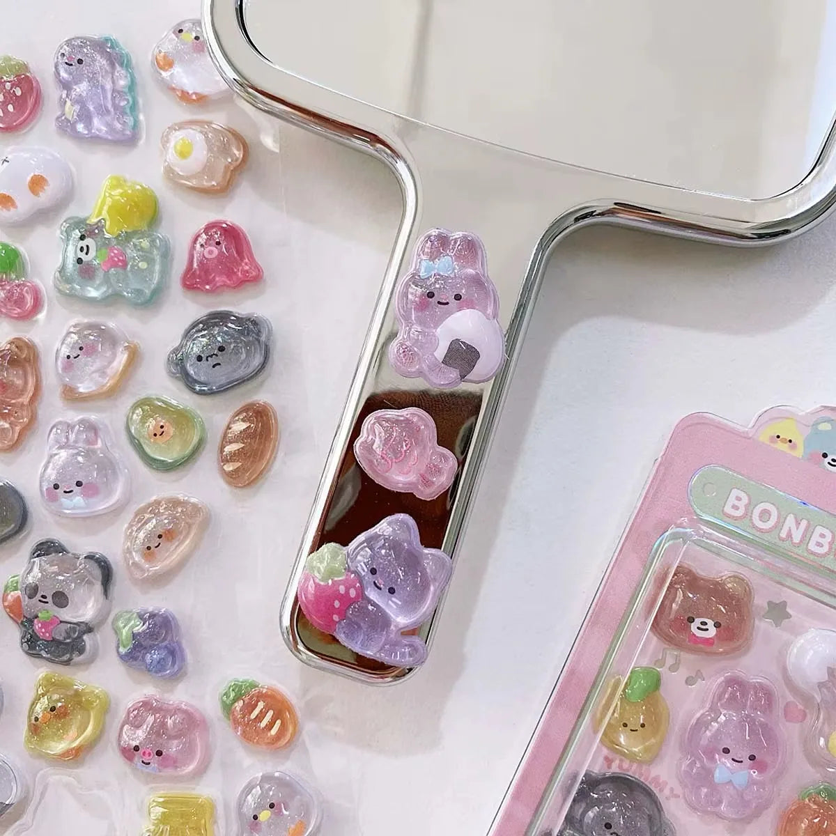 1 pc 3D Relief Stickers Scrapbooking Creative Candy Ghost Rabbit Drop Diy Diary Stationery Sticker Decor Cute Aesthetic Stickers ALPENZO