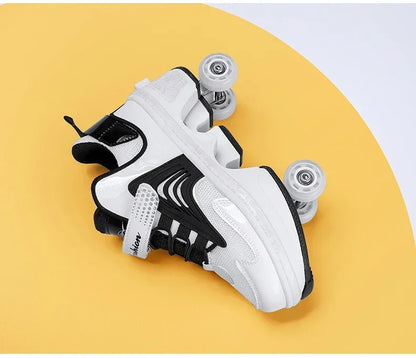 NEW children's sports roller skates deformation shoes 4 four-wheeled roller skates adult runaway shoes student deformation wheel