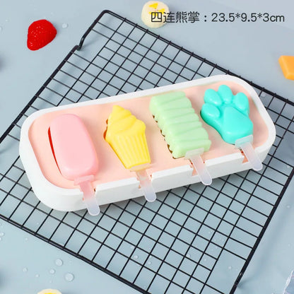 Popsicles Molds Kids Baby Cute Shapes Silicone Mini Popsicle Molds BPA Free Reusable Ice Cream Mold Popsicle Maker Homemade Set ALPENZO