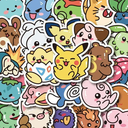 50PCS Kawaii Anime Pokemon Stickers Pikachu Decals DIY for Laptop Luggage Skateboard Phone Cartoon Kid Toy Gift Stickers ALPENZO