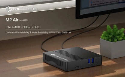 MLLSE Mini PC M2 Air Intel Gemini Lake N4000 Windows 11 6GB RAM 128GB ROM Dual-Band WiFi Bluetooth USB Mini Computer - ALPENZO