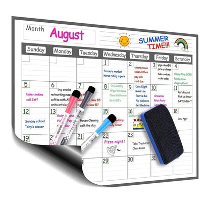 1 Set Magnetic Refrigerator Dry Erase Calendar 12" X 16" Monthly Planner Whiteboard Message Organizer For Kitchen Fridge With Fr ALPENZO