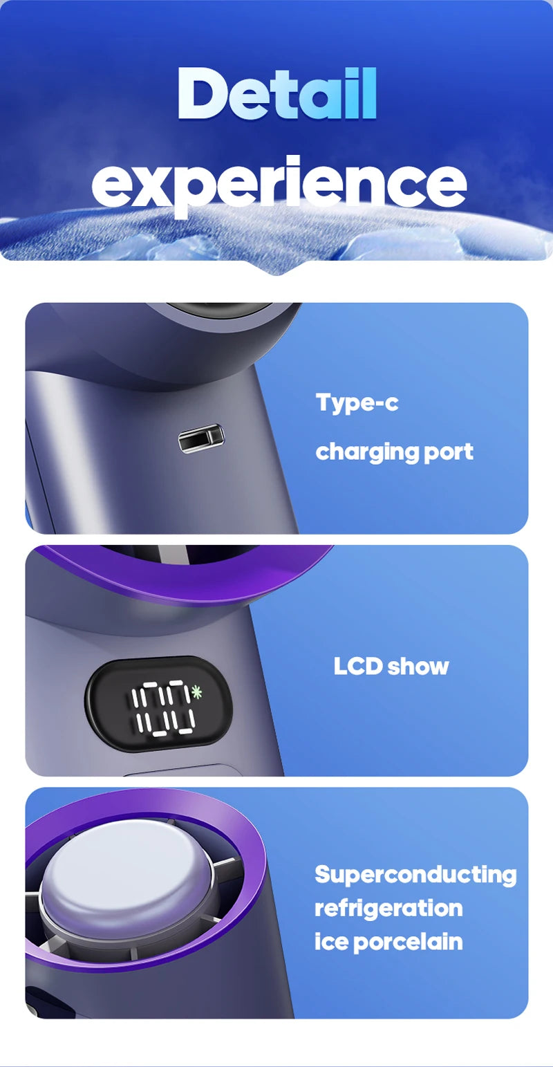 KINSCOTER Portable Handheld Turbo Fan 100 Wind Speeds Adjustable Mini Personal Fan Battery Operated Electric Eyelash Fan ALPENZO