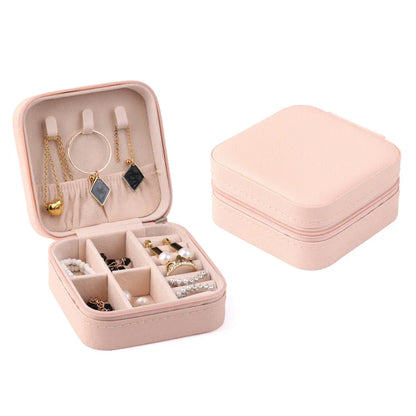 Mini Jewelry Storage Box Portable Home Travel Earrings Necklace Storage Case for Women Ring Organizer PU Leather Display Case