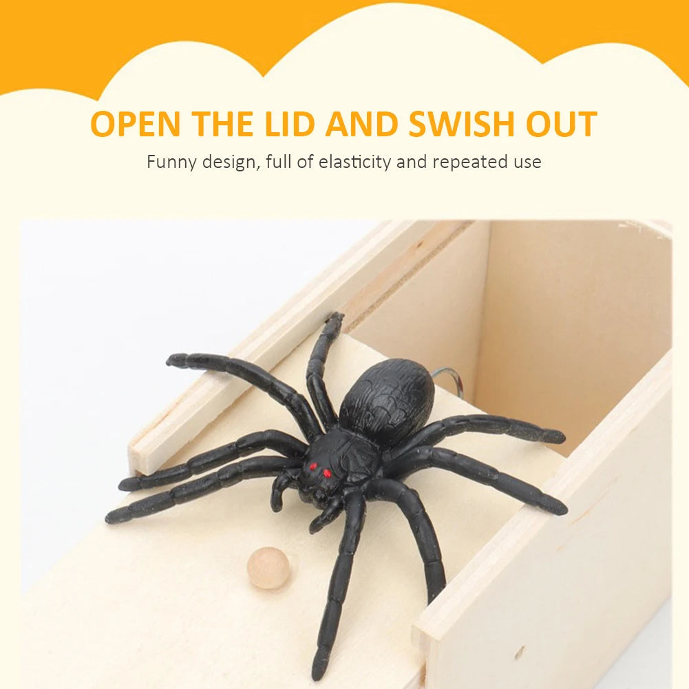 Trick Spider Funny Scare Box Wooden Hidden Box Quality Prank Wooden Scare Box Fun Game Prank Trick Friend Office Toys ALPENZO