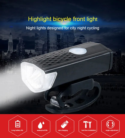 MTB Bike Front Lights USB LED Rechargeable Waterproof Mountain Bike Headlight Bicycle Safety Warning Light Cycling Accessories