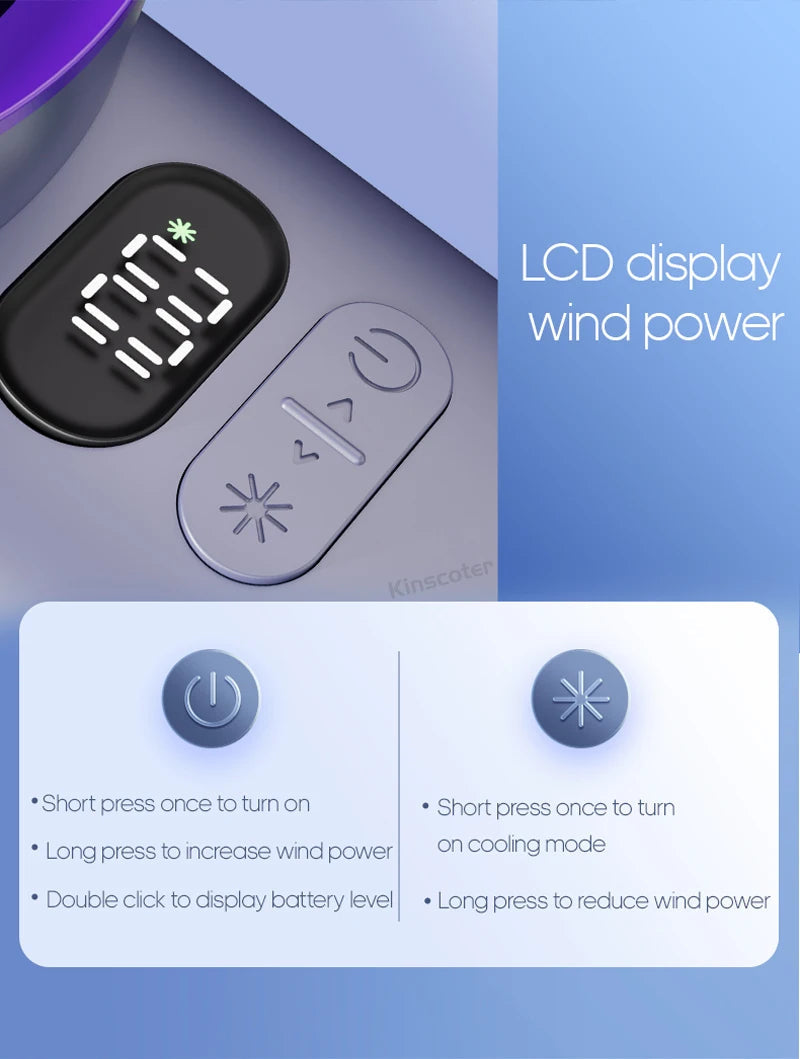 KINSCOTER Portable Handheld Turbo Fan 100 Wind Speeds Adjustable Mini Personal Fan Battery Operated Electric Eyelash Fan ALPENZO