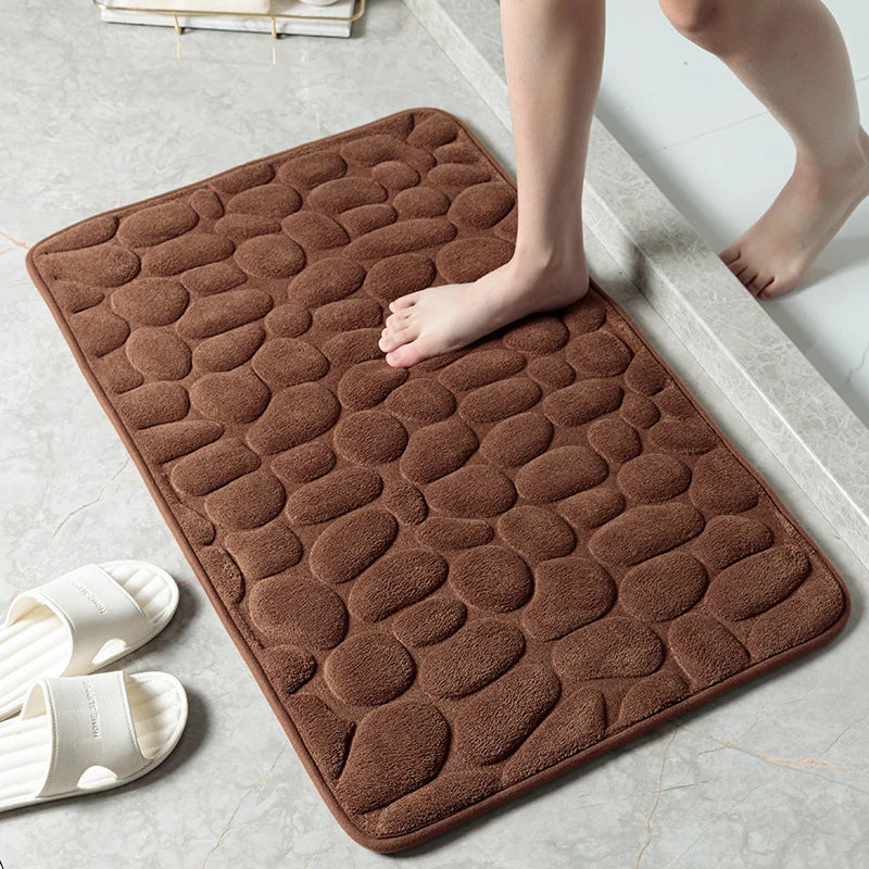 Mat Non Slip Carpets Cobblestone Embossed Bathroom Bath In Wash Basin Bathtub Side Floor Rug Shower Room Doormat Memory Foam - ALPENZO