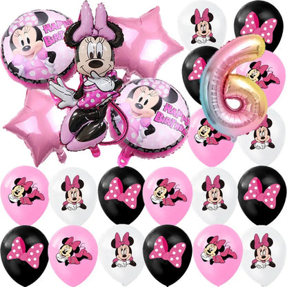 Minnie Mouse Party Decoration Disposable Tableware Minnie Cup Plate Balloon For Girls Baby Bath Birthday Party Supplies ALPENZO