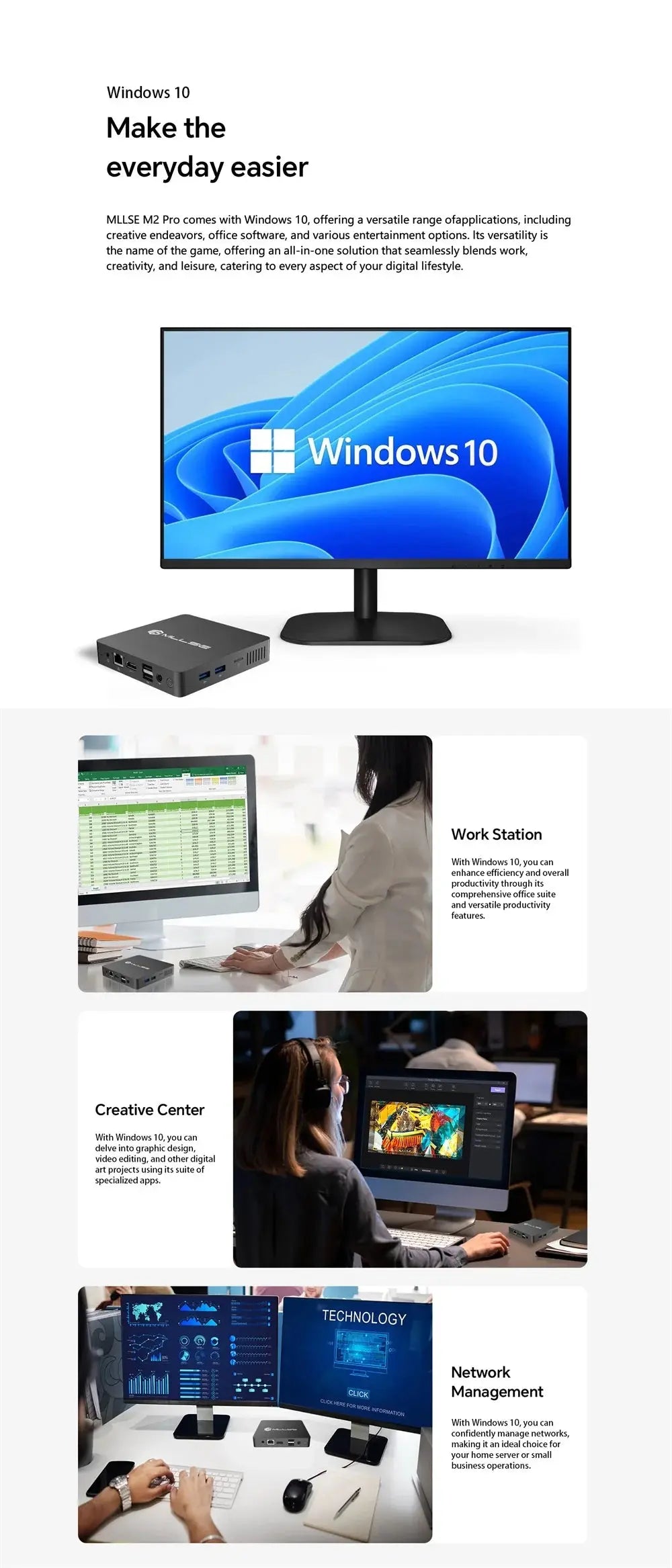 MLLSE Mini PC M2 Air Intel Gemini Lake N4000 Windows 11 6GB RAM 128GB ROM Dual-Band WiFi Bluetooth USB Mini Computer - ALPENZO