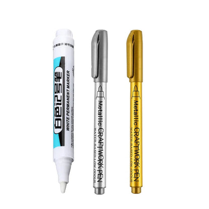 1/4Pcs White Permanent Paint Pen set for Wood Rock Plastic Leather Glass Stone Metal Canvas Ceramic Deep Hole Marker 0.7mm ALPENZO
