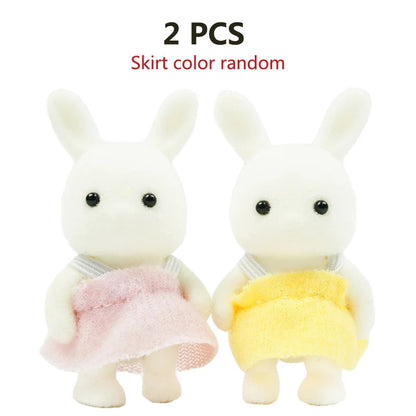 Rabbit Doll 1/12 Micro Dollhouse Reindeer Sheep Elephant Squirrel Family Kitchen Toy Miniature Furniture Set Girl Toy Gift ALPENZO