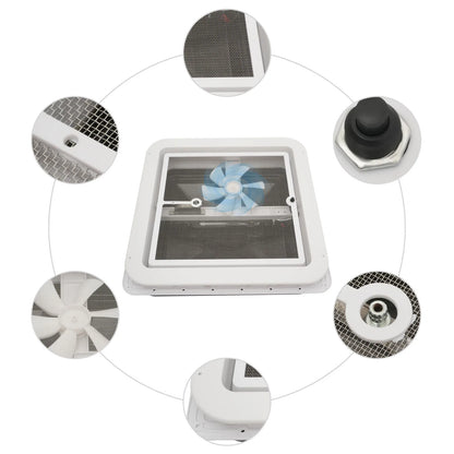 Roof Vent Fan Camper Van Motorhome RV Caravan Skylight Vent 42cmx42cm Dustproof - ALPENZO
