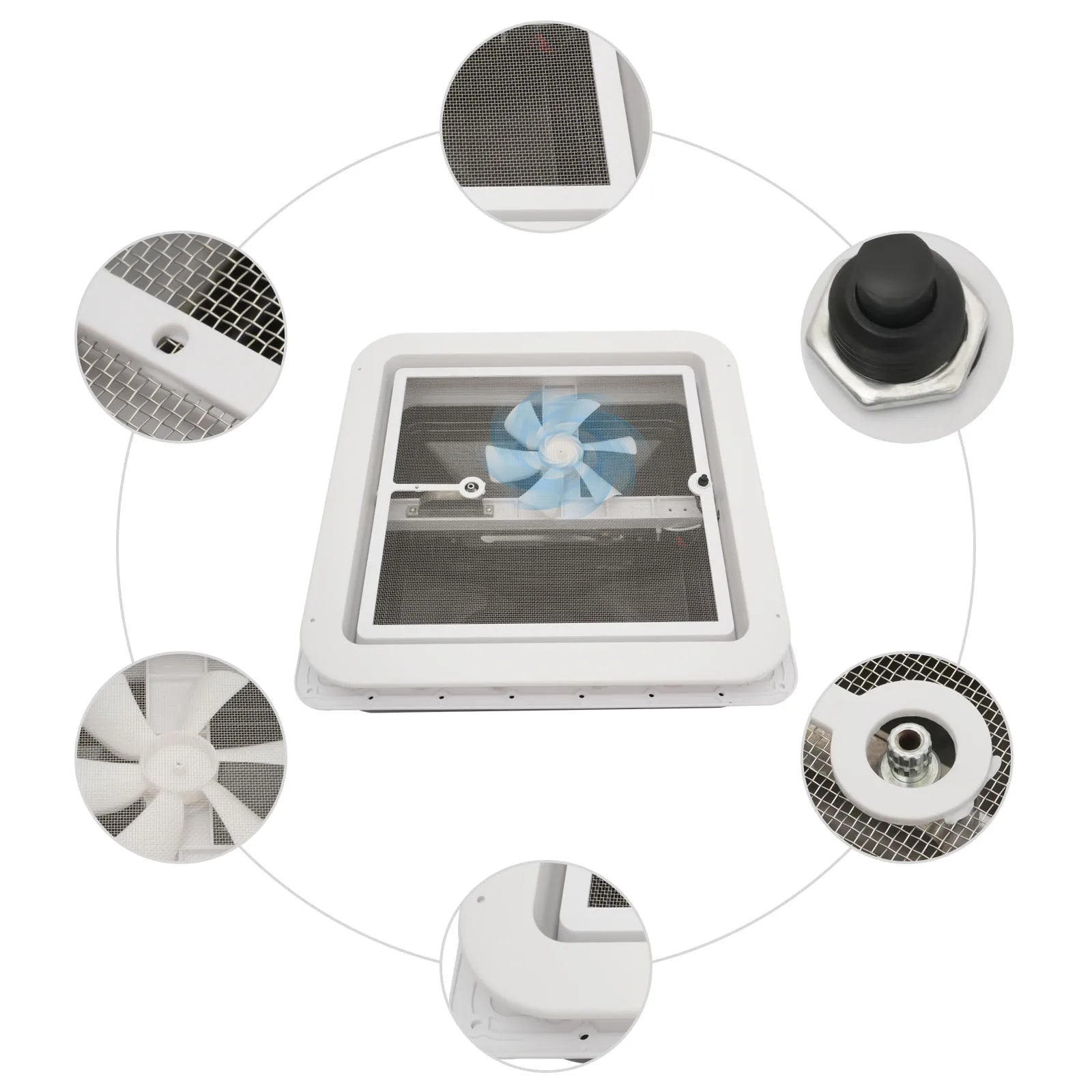 Roof Vent Fan Camper Van Motorhome RV Caravan Skylight Vent 42cmx42cm Dustproof - ALPENZO