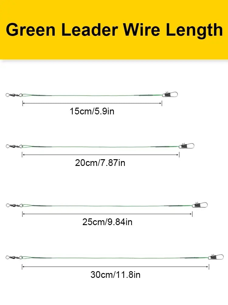 20PCS Sliver Anti Bite Steel Fishing Line Steel Wire Leader With Swivel Fishing Accessory Lead Core Leash Fishing Wire 15CM-30CM
