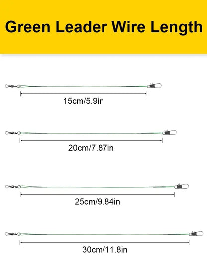 20PCS Sliver Anti Bite Steel Fishing Line Steel Wire Leader With Swivel Fishing Accessory Lead Core Leash Fishing Wire 15CM-30CM